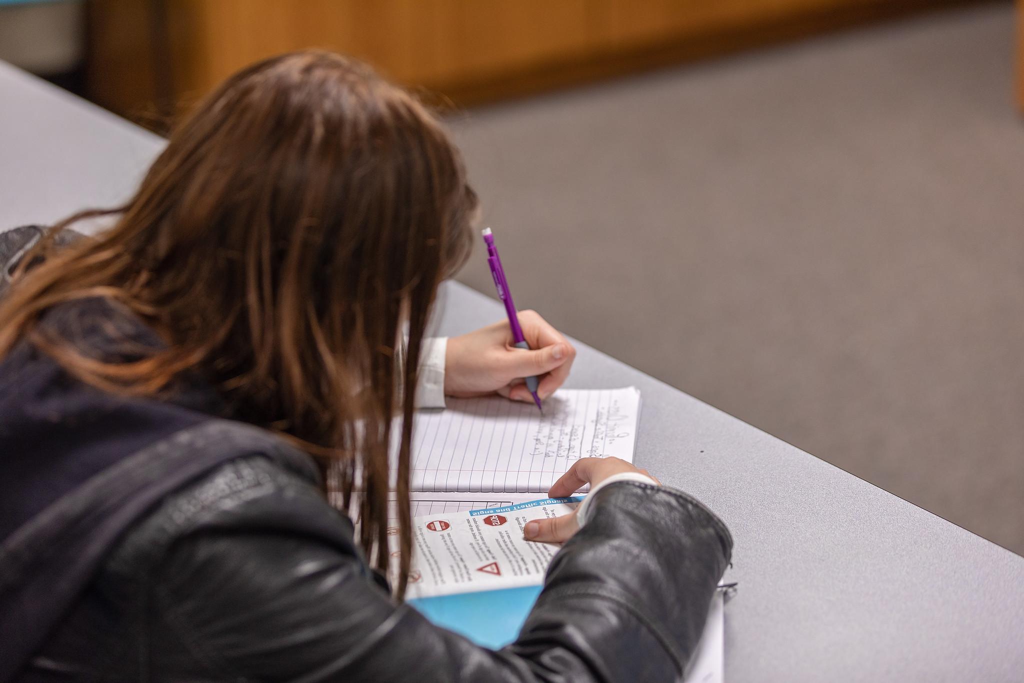 Photo of a student studying in Driver's Education